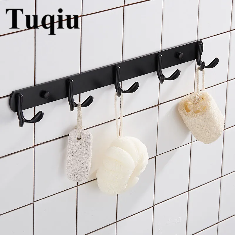New Arrival Black 4 7 Towel Hooks Wall Mounted Robe Hooks,Brief Clothes