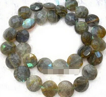 

Free shipping >>@ >818 5x12mm natural labradorite flat round faceted loose Beads 15