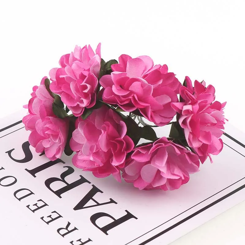 us 0 34 49 off 6pcs bunch 3cm two color rose mini artificial hydrangeas paper flowers bouquet wedding decoration wreaths in artificial dried hydrangea paper flower