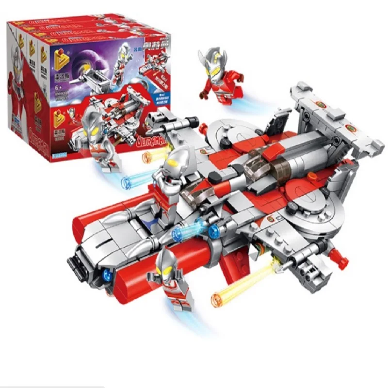 

PANLOS BRICK Ultraman 4 in 1 Airship Taro Ace Jack Anime model Building Blocks DIY Mini Educational Building Toy for Children