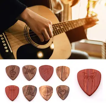 

Dragonpad 1pc Guitar Picks Plectrum Solid Wood Thicken Engraving Fingerpicks Guitar Bass Picks Musical Instrument Accessories