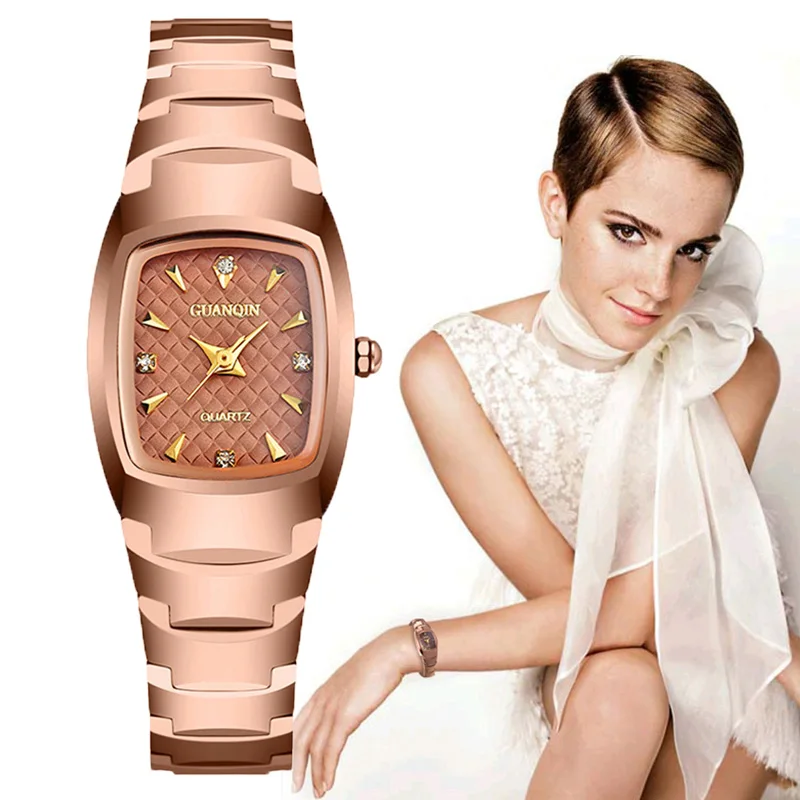 Koop GUANQIN Brand Luxe Tungsten Staal Quartz Horloge Vrouwen Waterdicht Rose Goud Ultra dunne Dames Horloges relogio feminino 2016