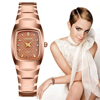 

GUANQIN Brand Luxury Tungsten Steel Quartz Watch Women Waterproof Rose Gold Ultra-thin Ladies Wristwatches relogio feminino 2018