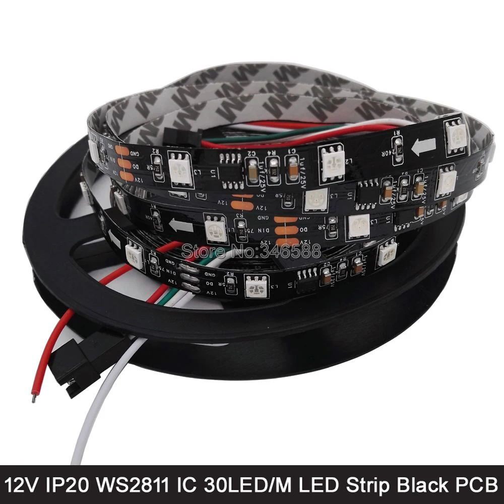 5M 12V WS2811 Addressable RGB Pixel LED Strip 30LED/M, 1