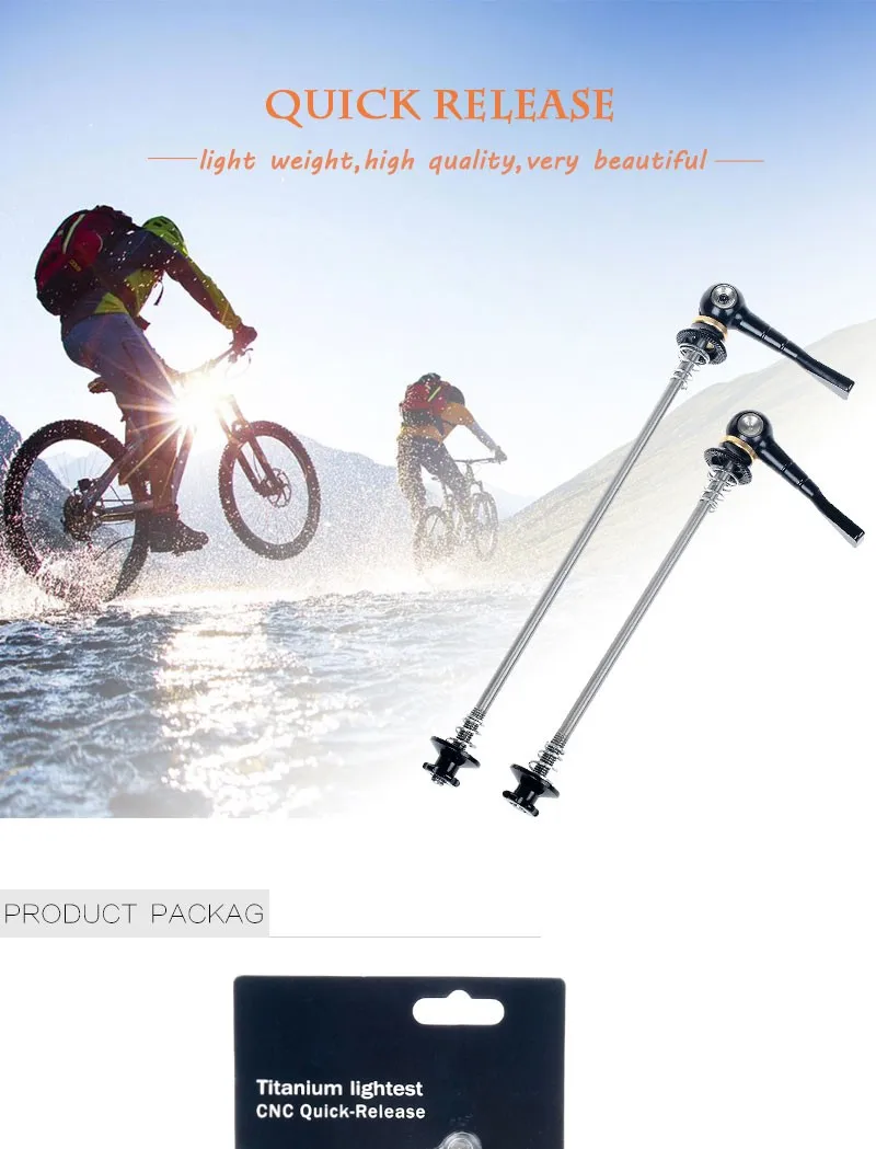 1 bestgia 1 Pair Light Titanium axle CNC Bicycle Quick Release alloy Cycling Wheel Hub Skewers Set MTB Road bike hub quick-release lever Bike parts
