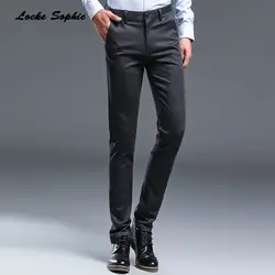 1 шт.. мужские брюки с высокой талией плюс размер узкие брюки 2018 зима мода хлопок смесь костюм брюки мужские узкие брюки Бизнес Брюки