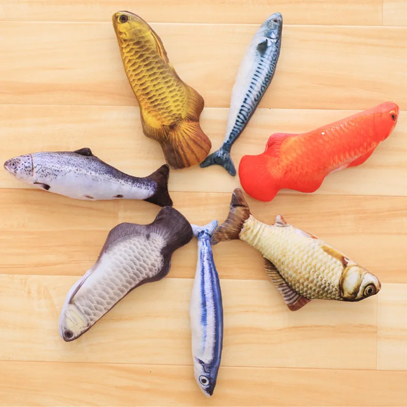 Pet Cat Toys With Catnip Fish Kitten Teaser Cat Toys for Small Cats Animal Cute Simulation Fish Toy Catnip Pillow Doll 35P1