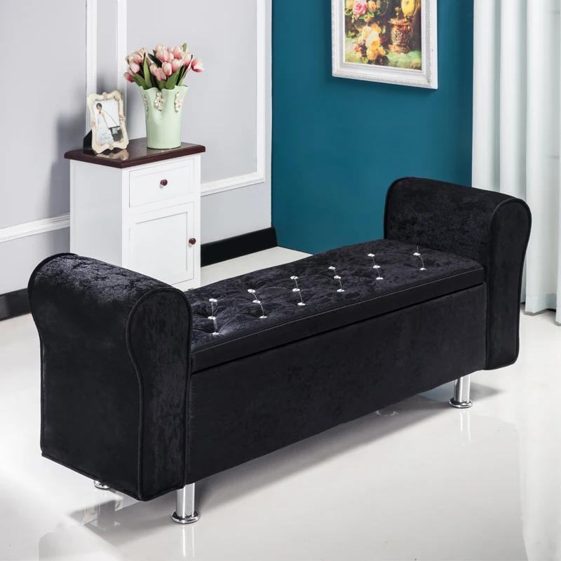 Multifunctional Storage Stool Chair Bedroom Bed End Stool Storage Bench Fabric Shoe Bench Household Sofa Bench Pouf Taburete - Color: K   L100 W40 H40