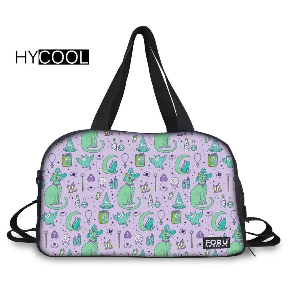 HYCOOL Lady Gym Bags For Fitness Waterproof Outdoor Train Running Shoulder Tote Cats Printed Sports Bag Women Yoga Athletic Bags