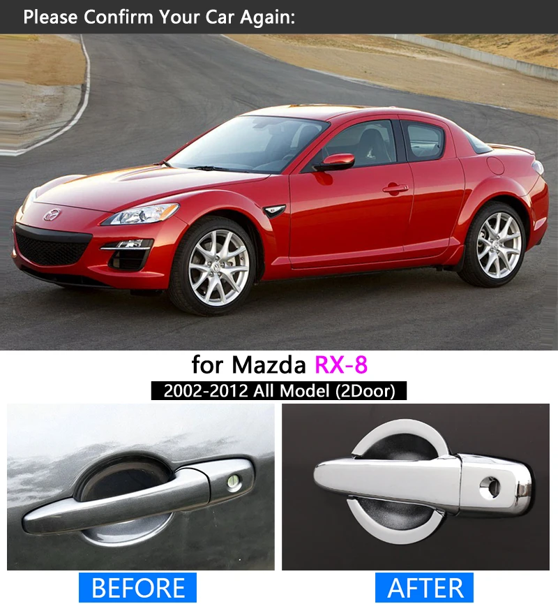For Mazda Rx 8 Chrome Handle Cover Trim Set Rx8 Rx 8 2002 2003
