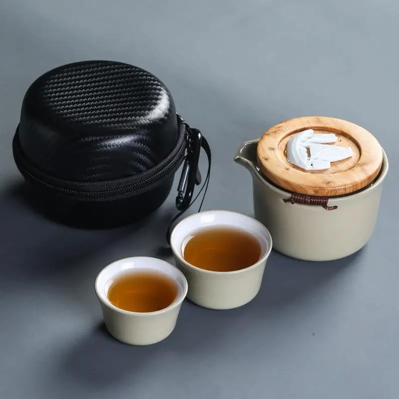 

White Crockery Chinese Kungfu Tea Set Ceramic Teapot Teacups Tea Sets Portable Travel Tea Sets With Travel Bag