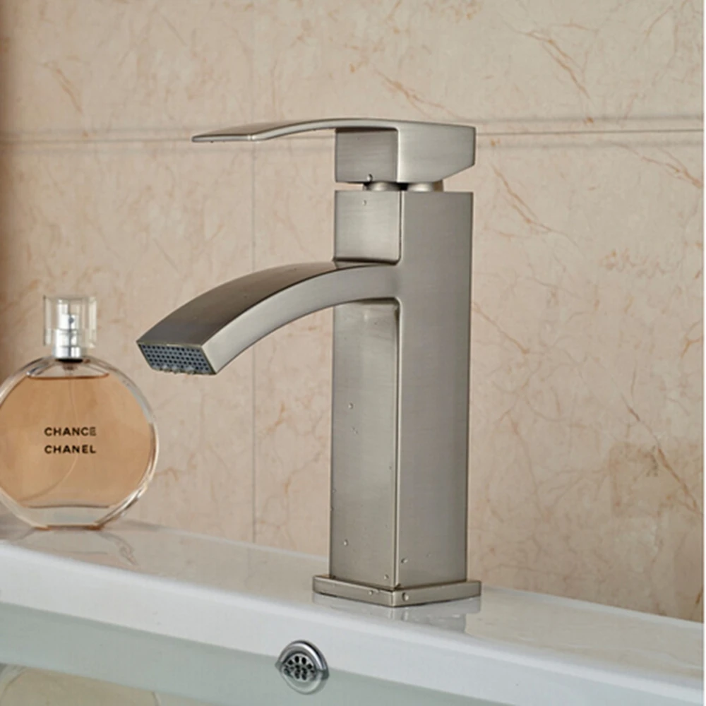 Newly Arrival US Free Shipping Waterfall Bathroom Basin Faucet Brushed