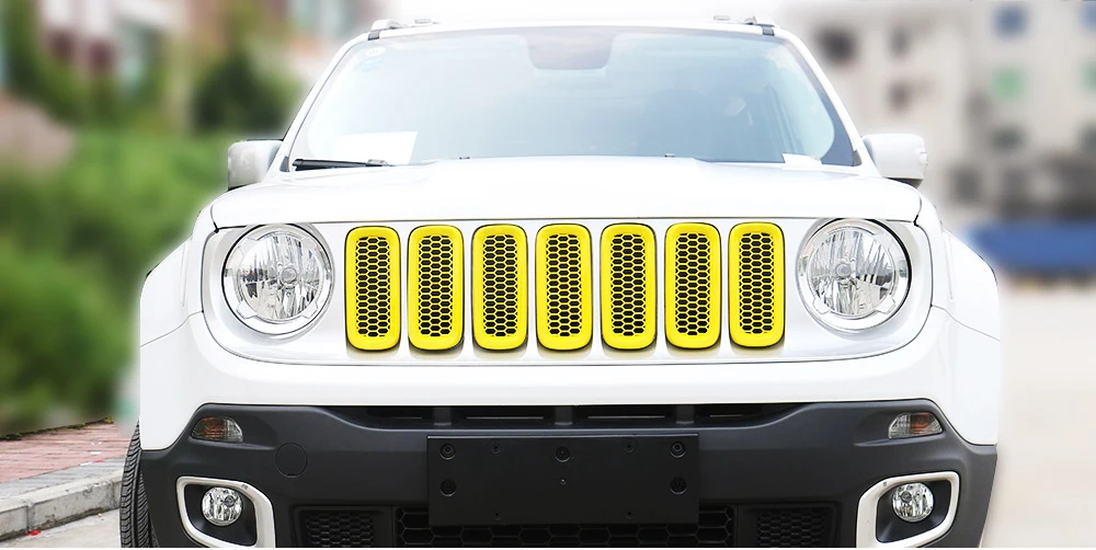 Apto para Jeep Estilo do Carro Shineka Auto Frente Malha Grades Inserir Capa Guarnição Adesivo Renegado 2020-2020 Acessórios 2 High Quality Automóveis e motos