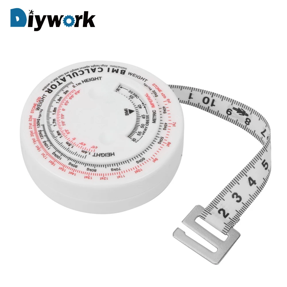 

DIYWORK BMI Body Mass Index Measuring Tool Tape Measures Tools for Diet Weight Loss 150cm Retractable Tape Measure Calculator
