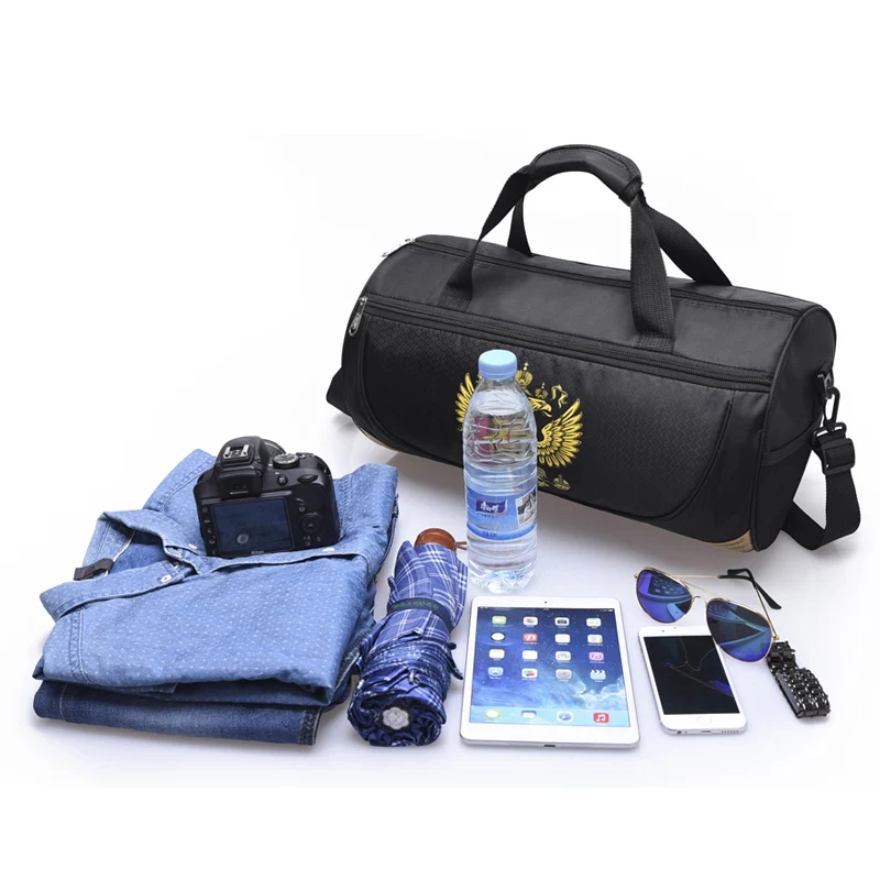 Outdoor Travel Duffel Sport Bag With Russia Emblem Waterproof Fitness Gym Bag Sling Pack Handbag With Detachable Shoulder Strap