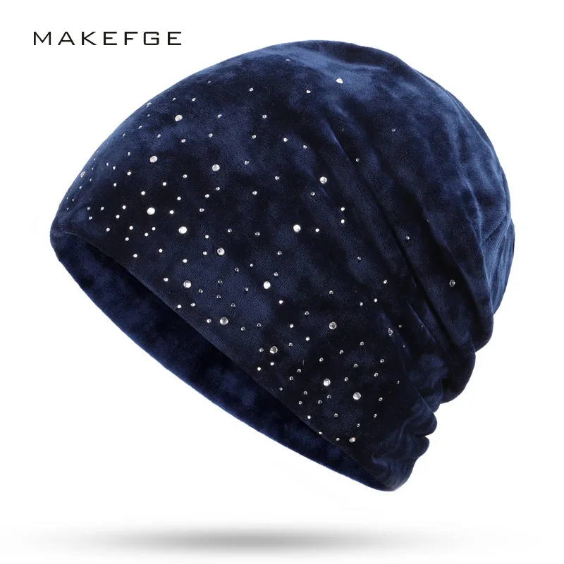 Женская шапка бини, зимние шапки для женщин, Skullies Beanies, мешковатые шапки, бархатные однотонные женские шапки, осенняя женская вязаная шапка