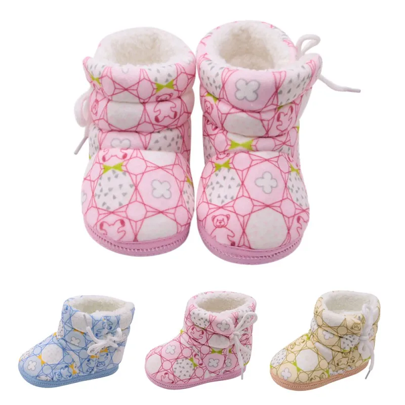 Ботинки для маленьких девочек зимние теплые меховые зимние сапоги для малышей 0-18 м первые ходунки детская кроватка детская мягкая подошва