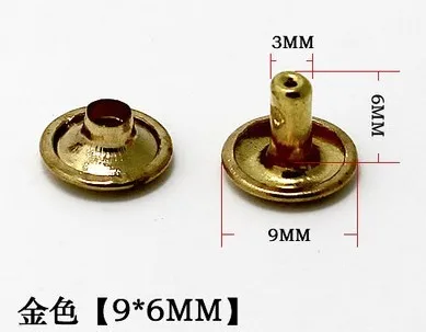 60 пар/лот 8-10 мм бронза золотой белый серебряный пистолет черный двухсторонние заклепки Кнопки украшения для сумки кожаный колпачок diy1946