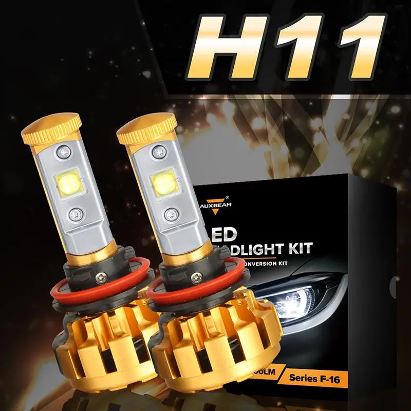 2Pcs Car Gold H11 LED Headlight 60W Fog Light All In One Car Headlights