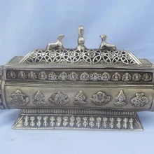 Антикварный, антиквариат коллекционный украшенный старый ручной работы тибетский гравировка серебром Большой фэн шуй ладан горелка