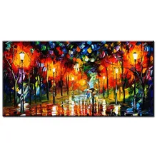 Grande Colorido Moderno Faca Pintura A Óleo Sobre Tela Abstrato Paisagem Street Night Cenário Art Pictures Home Arte Da Parede Decorativos