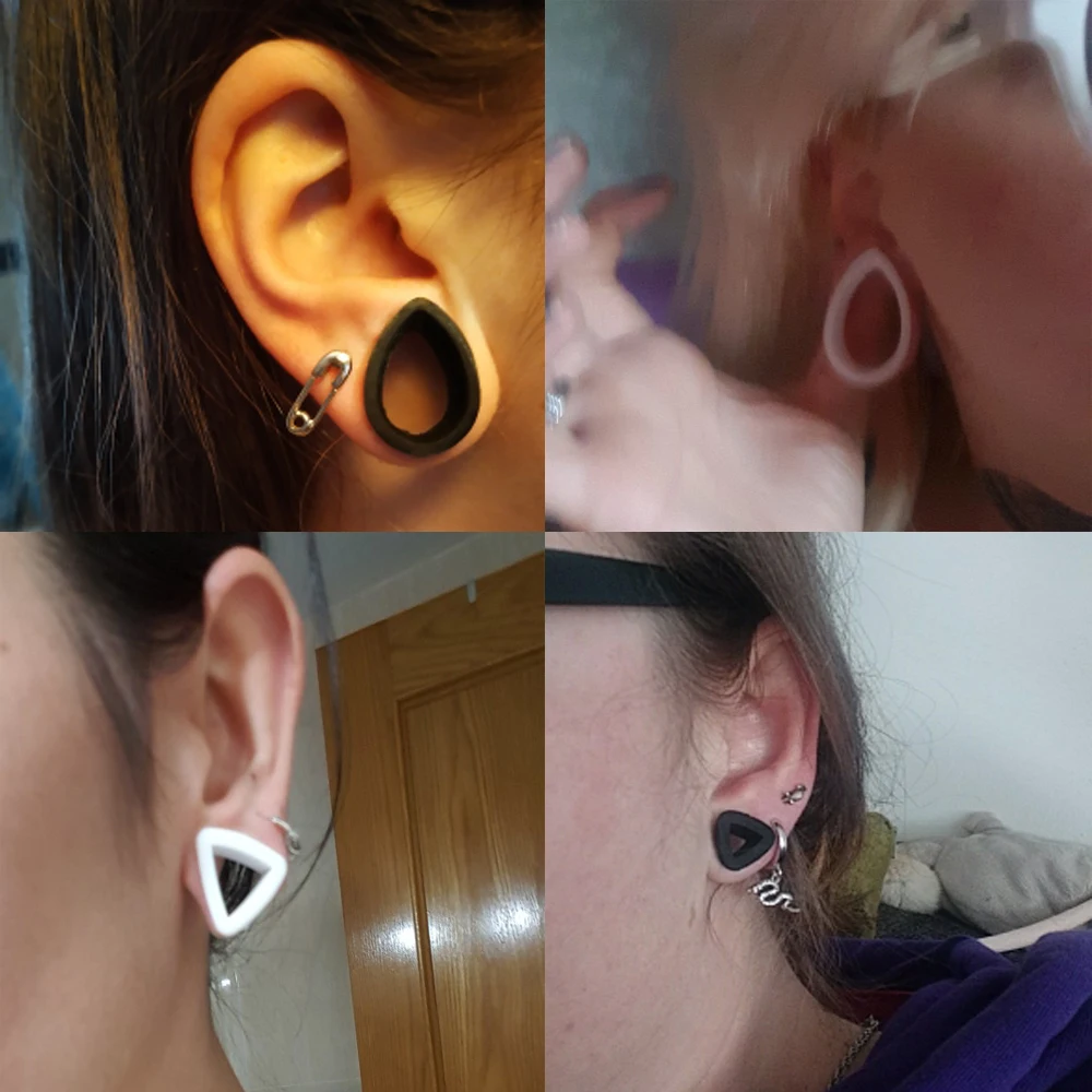 PAIR Silicone Flexible Ear Flesh Tunnel Solft Gauge Plugs Piercing Stretcher Expander Hollow Ear Skin Earrings Expander Jewelry