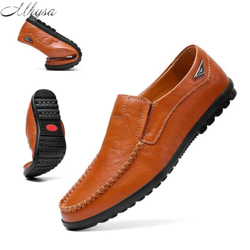

Mhysa 2019 New spring fashion leather men's casual shoes soft bottom casual shoes breathable non-slip black driving shoes T225