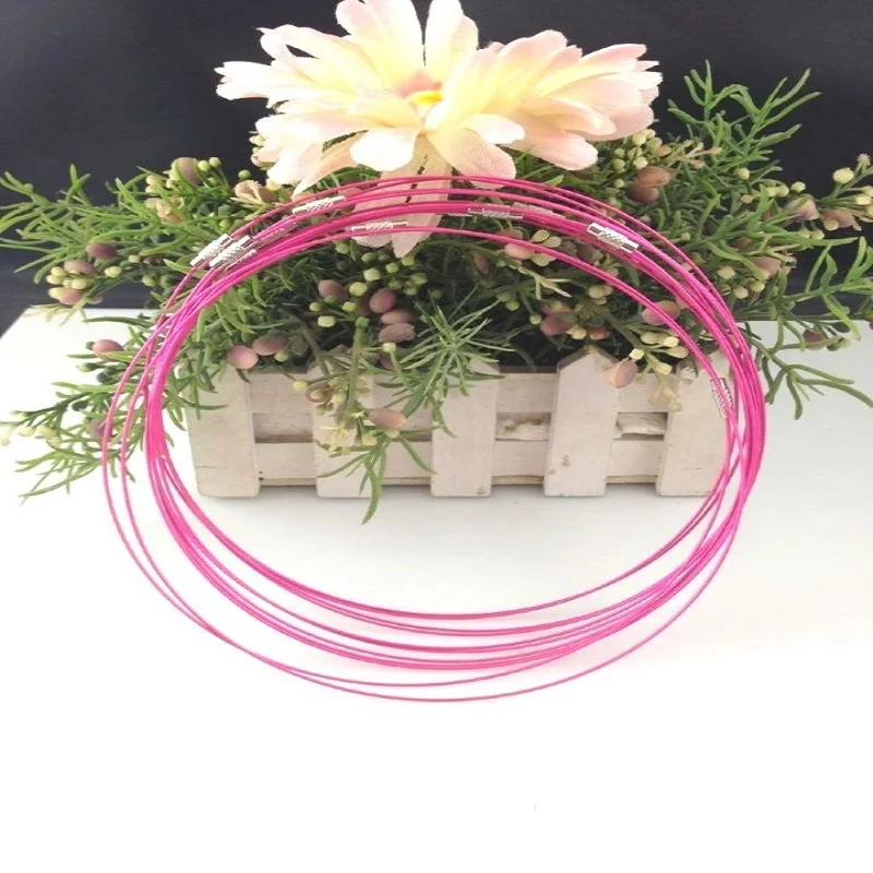 10pcs/lot 46cm Mixed Color Stainless Steel 18" Woman's Choker Necklace Jewelry Wire Rope Cord Necklaces DIY Jewelry Findings