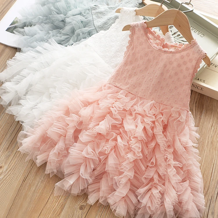 

Girls wedding dress new 2019 summer kids fashion cotton sleeveless lace dresses for girls children birthday party dress 2-8years