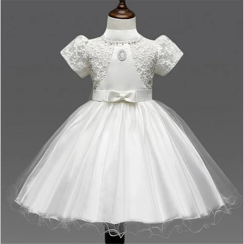 The new Korean style girls dress embroidered puff sleeve bowknot Flower Girl Dress for wedding