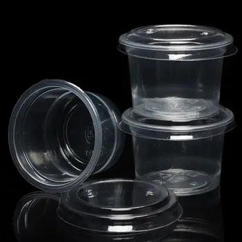 

50Pcs Disposable Cups Set Of 120ml Sauce Container Pot Jello Shot Cup Slime Storage with Lid for Ketchup