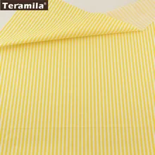 Home Textile Material Bed Sheet Patchwork Quilting Tecido Cotton Fabric Light Yellow Strips Designs Twill Fat Quarter
