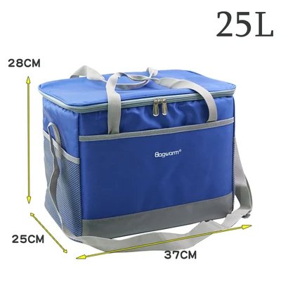 15L 25L утолщенная сумка-холодильник, большая Термосумка для пикника, Ланч-бокс, теплоизоляционная сумка на плечо, сумка для льда, еды, напитков, вина, крутая сумка - Цвет: blue 25L