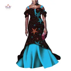 Летнее платье Макси африканские платья для женщин с открытыми плечами платья для женщин без бретелек Vestidos элегантная одежда с принтом