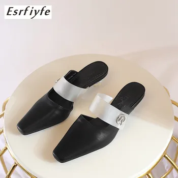 

ESRFIYFE 2019 New Large Size 34-48 Women Slippers Summer Lady High Heel Slippers Fashion Slip on Flip-flops Soft Leather Shoes