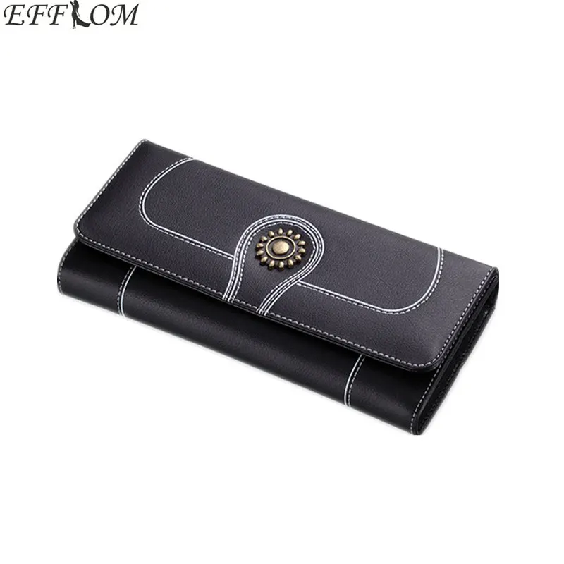 

Genuine Leather Women Wallets Luxury Brand Cowhide Handy Female Phone Wallet Long Hasp Ladies Coin Purse Cute Card Holder Wallet