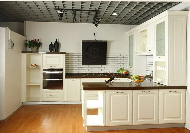 Compra diseño de gabinete de madera online al por mayor de ... Diseño Madera cocina isla de