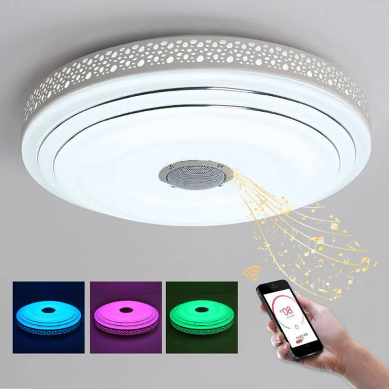 

White AC110V 220V Modern LED Ceiling Light For Living room Bedroom Luminaires Ceiling Lamp With Bluetooth Contorl Color or Music