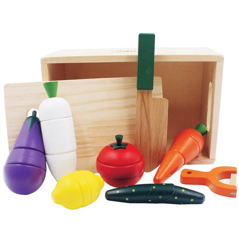 Детские игрушки Монтессори образование деревянные игрушки нарезанные фрукты и овощи в Кухня игрушки для детей Бесплатная доставка
