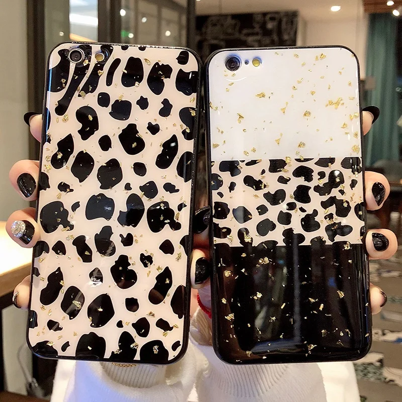 

Glitter Leopard Case for Galaxy S 10 9 8 Plus lite Note 9 8 Glitter Epoxy Glossy Gold foil Leopard Cover Phone Back Fundas Brand