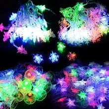 5M 28 LED Snowflake/Small Bell/Christmas Tree/Pentagram String Fairy Light Christmas Wedding 100-240V US/EU Plug