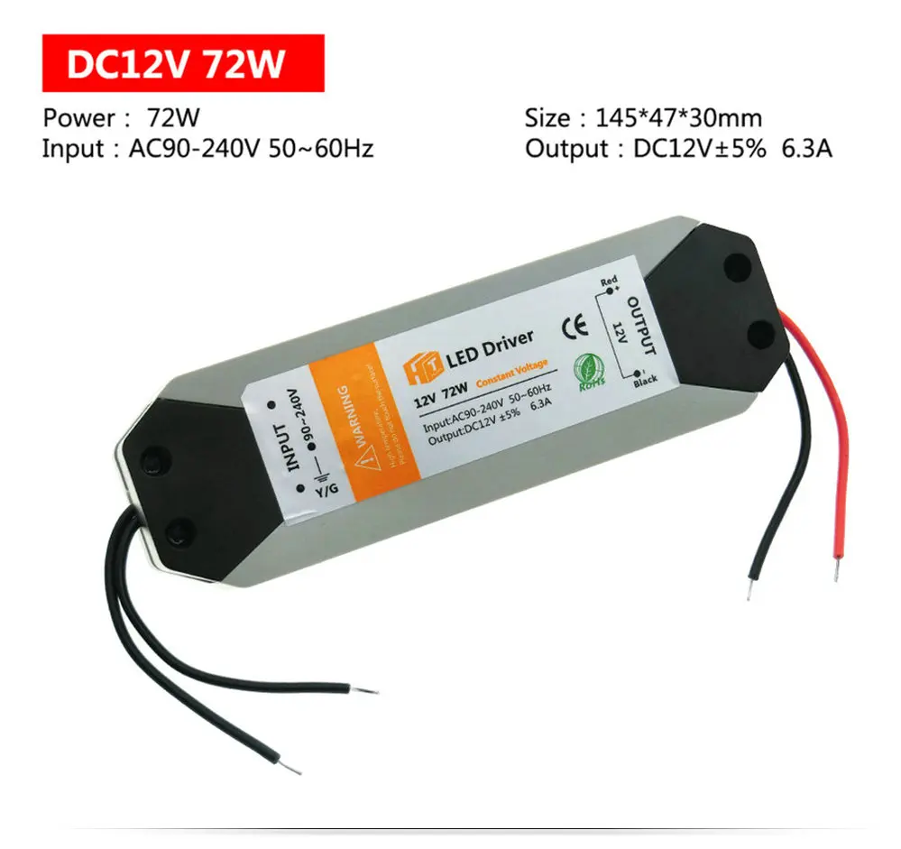 DC12V 18 W 36 W 72 W 100 W Трансформаторы освещения высокое качество светодиодный драйвер для Светодиодные ленты Питание