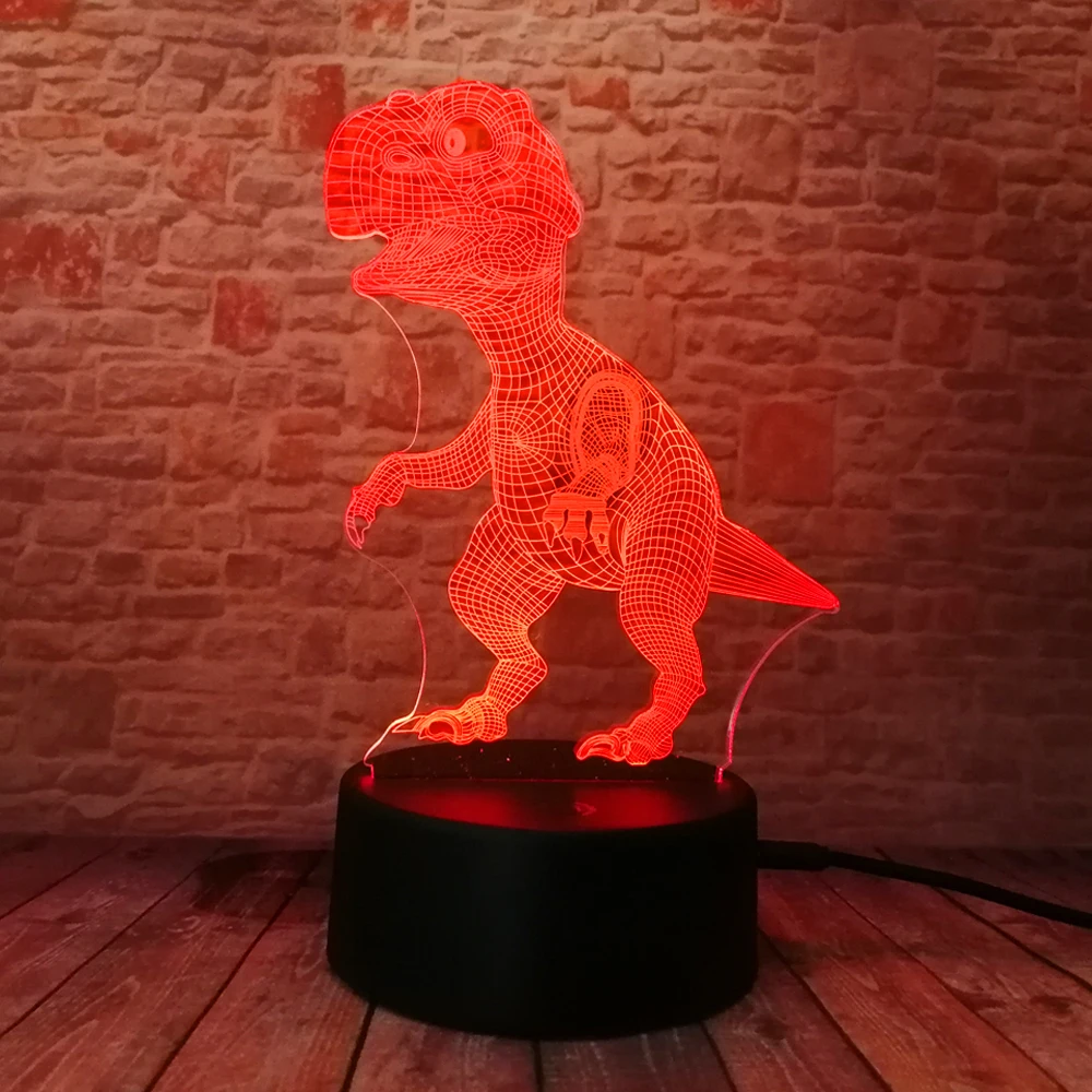 Новый уникальный Тираннозавр Рекс Динозавр Дракон 3D 7 Изменение цвета визуальный