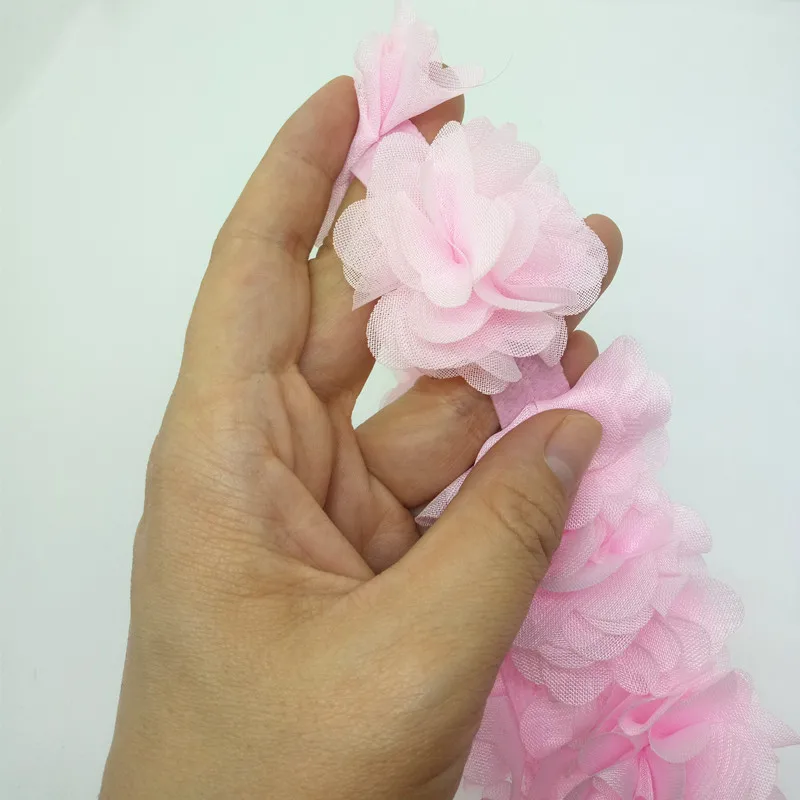 3D черный и розовый шифон Кружева цветок для DIY ремесло поставка материала