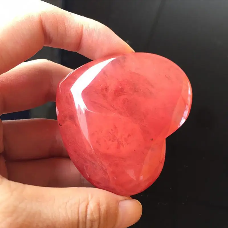 Натуральный розовый кварц в форме сердца полосатый бисер из драгоценного камня резные ладони любовь целебные драгоценные камни