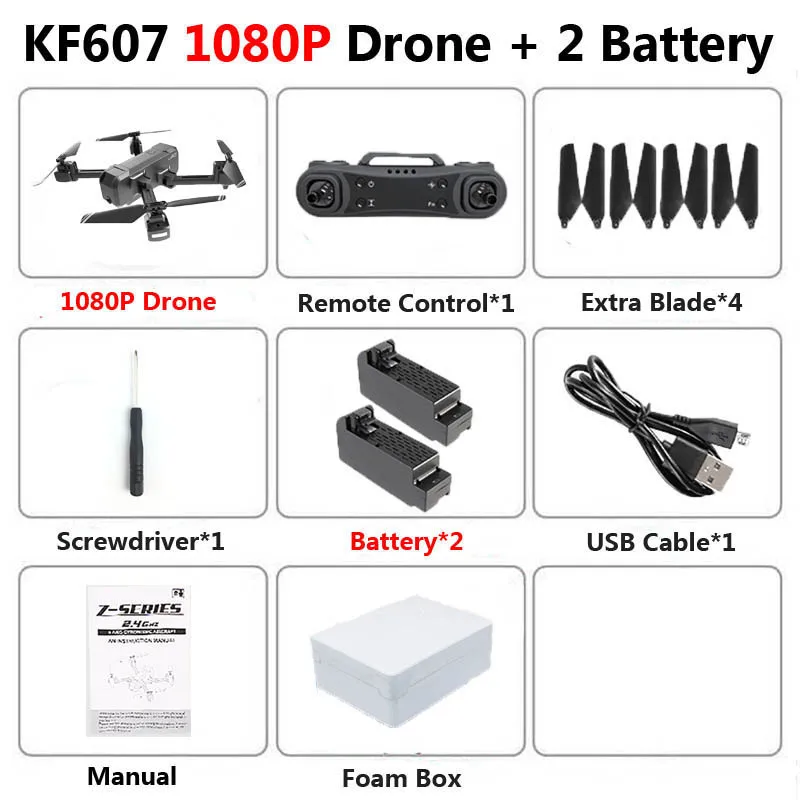 KF607 Профессиональный складной мини Дрон с двойной камерой 1080P 4K HD WiFi FPV оптический поток RC Квадрокоптер Вертолет игрушки VS SG106 - Цвет: KF607 1080P 2B Foam