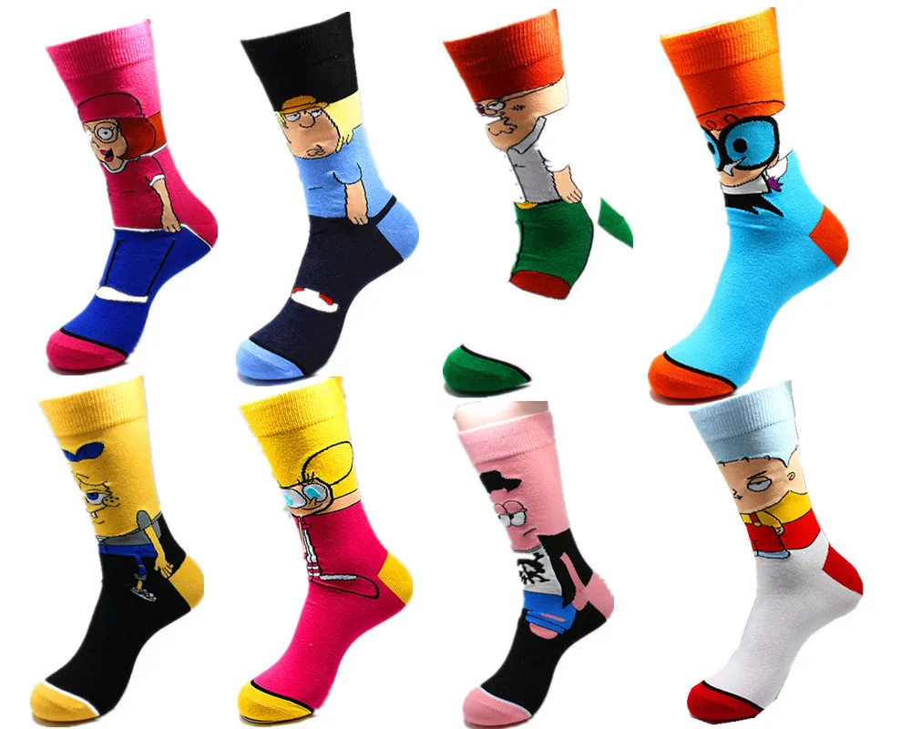 Забавные мультяшные анимированные хлопковые носки, длинные носки для пары, для женщин и мужчин, уличная мода, Harajuku, носки для скейтборда, носки с собакой, Кроликом, курицей, коровой