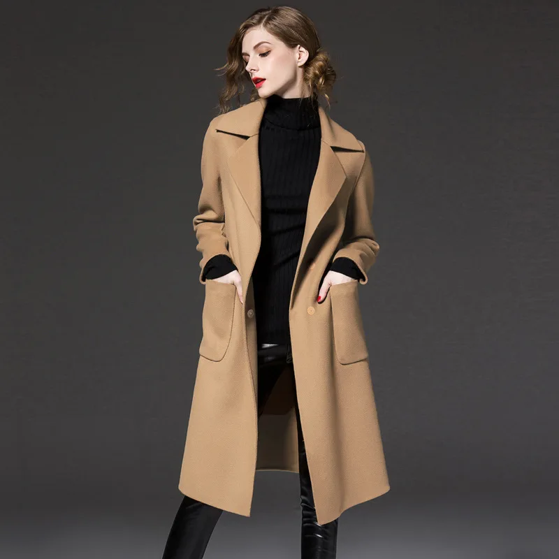 Kakagogo Long Office Lady Wool Blends font b Coat b font Outwear Xxl Plus Size Work