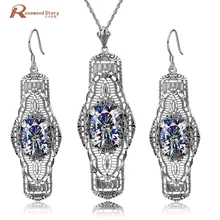Модный античный 925 серебряный цвет Турецкая Бижутерия Набор этнический винтажный белый циркон комплекты украшений для женщин подарок на день рождения