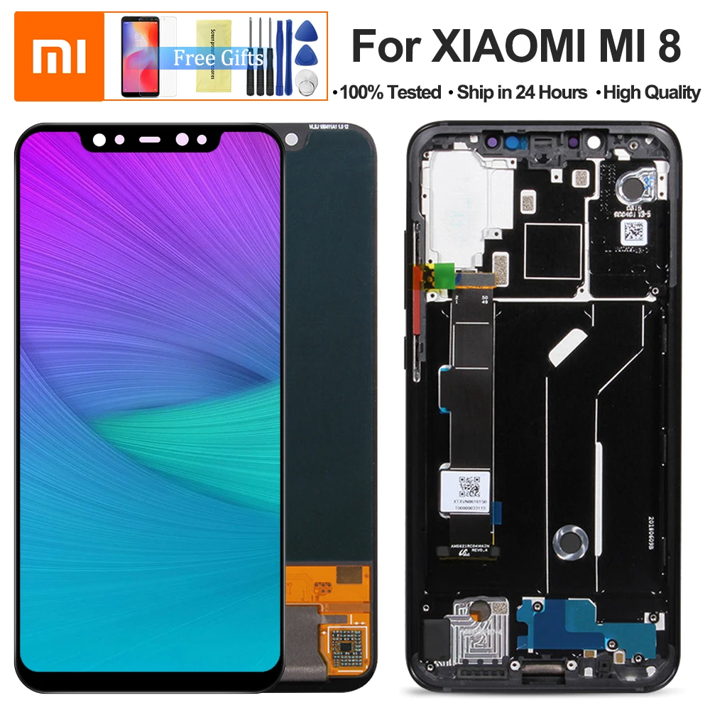 

6.21'' Black For Xiaomi Mi 8 LCD Display + Frame Touch Screen Panel For xiaomi mi 8 LCD Digitizer Replacement Parts Original